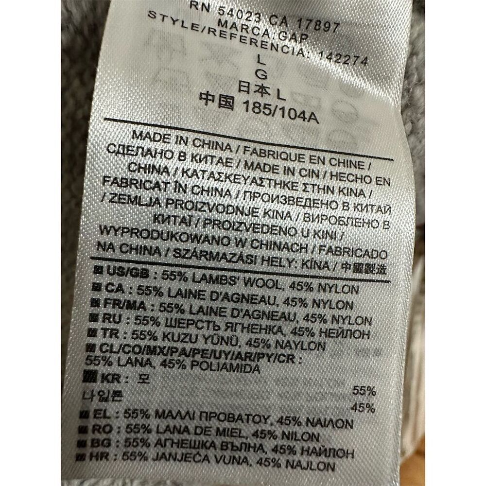 Gap Lambswool Blend Full Zip Sweater Gray Red Str… - image 5